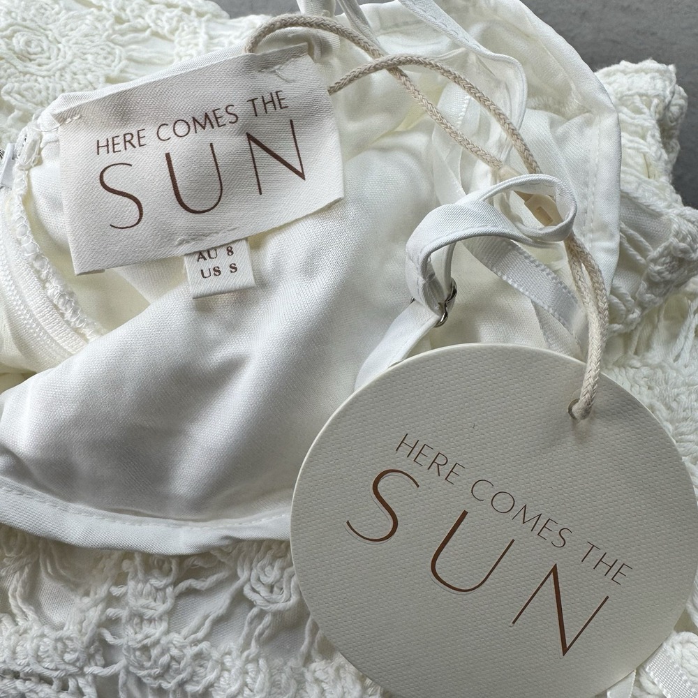 NEW Patchwork Crochet Knit Here Comes The Sun Midi Dress Womens‎ XS / Small Boho - Picture 2 of 11